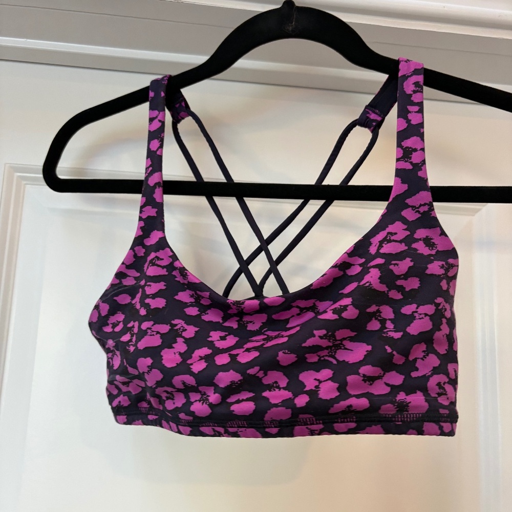 Lululemon Free To Be Bra - Mini Cherry Cheetah Ultra Violet - Size 4